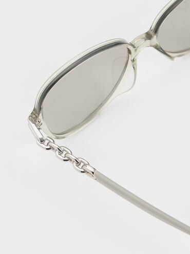 Delaney Recycled Acetate Chain-Link Butterfly Sunglasses, Minted Grey, hi-res