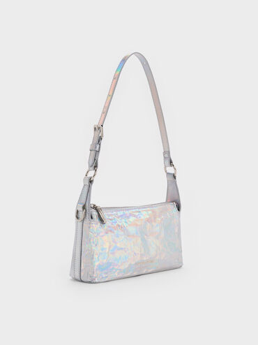 Lark Holographic Crinkle-Effect Shoulder Bag, Prism Silver, hi-res