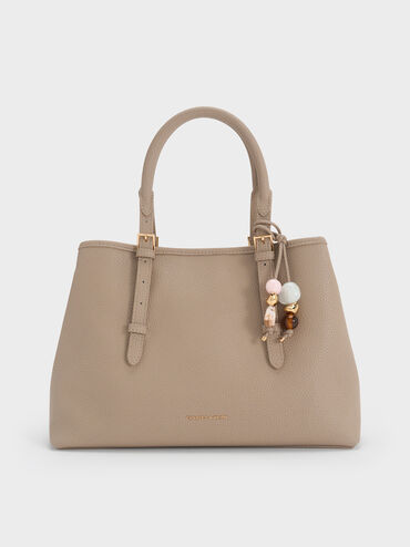 Baral Bead-Charm Tote Bag, Taupe, hi-res