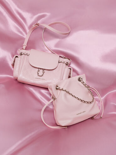 Duo Quilted Two-Way Front Flap Backpack, Cotton Candy Pink, hi-res