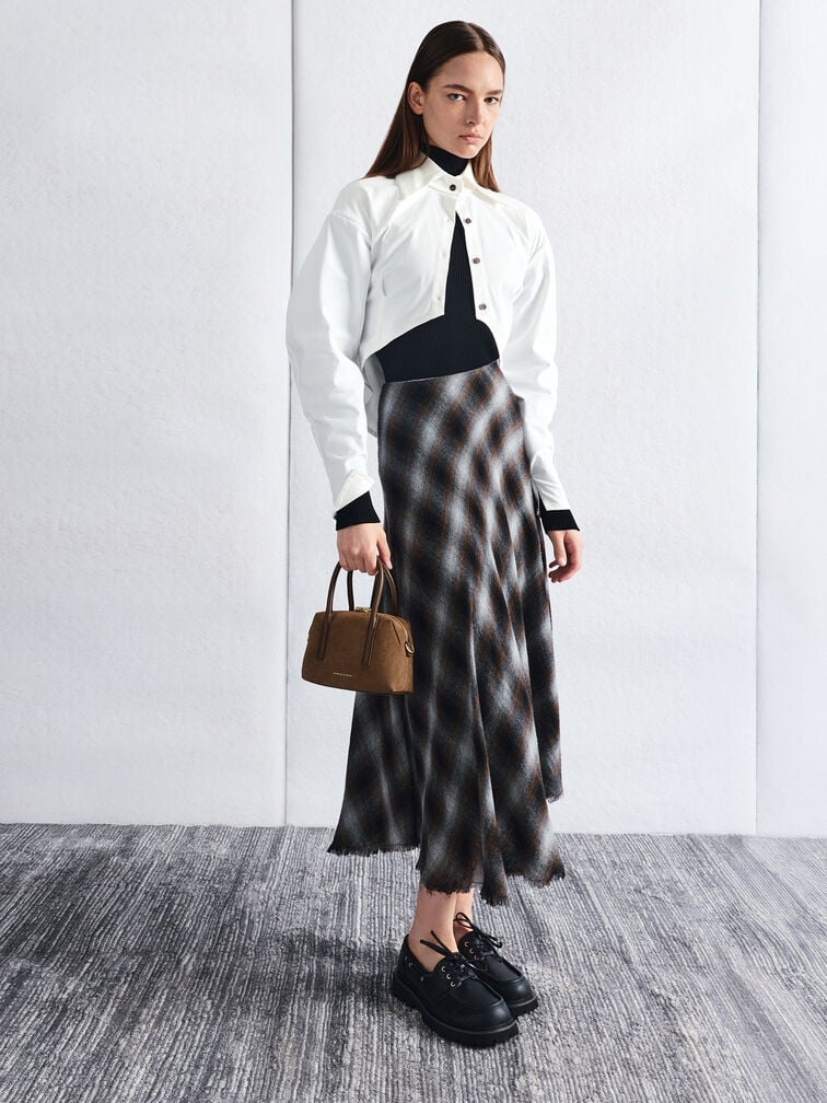 Deyna Recycled Suede Bowling Bag, Mocha Brown, hi-res