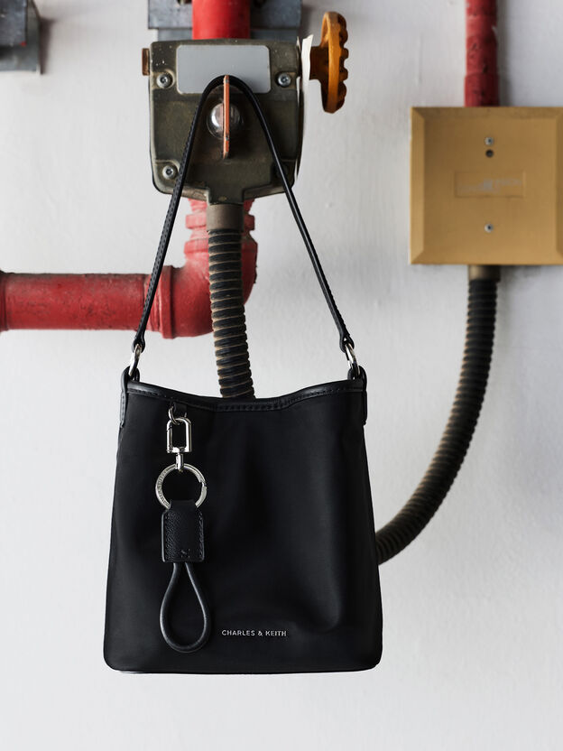 Levy Nylon Bucket Bag, Noir, hi-res