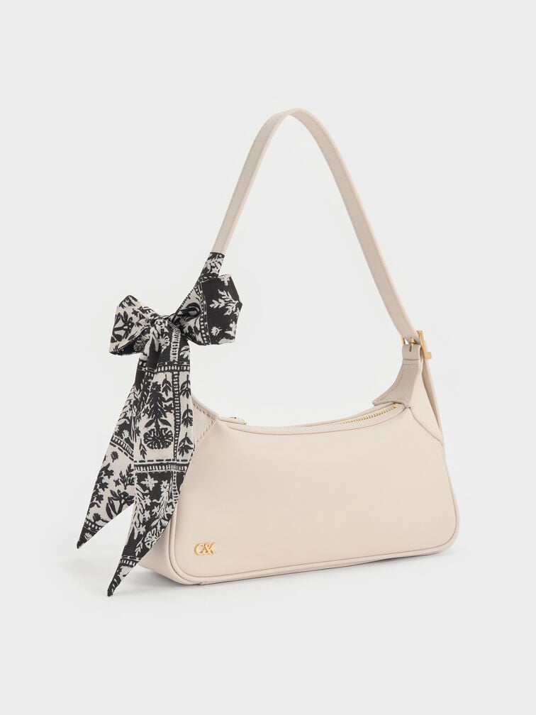 Cerese Leather Scarf-Handle Shoulder Bag, Chalk, hi-res