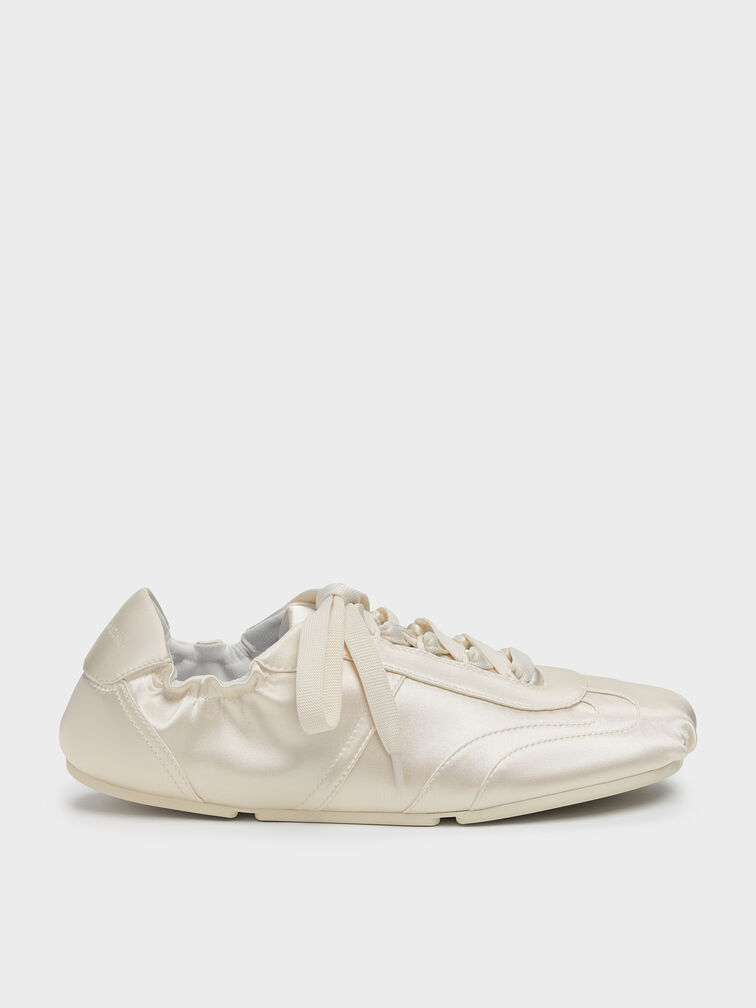 Cece Satin Ruched Sneakers, Chalk, hi-res