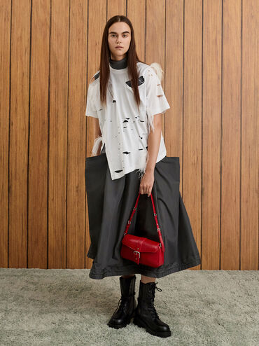 Blaise Belted Shoulder Bag, Equestrian Red, hi-res