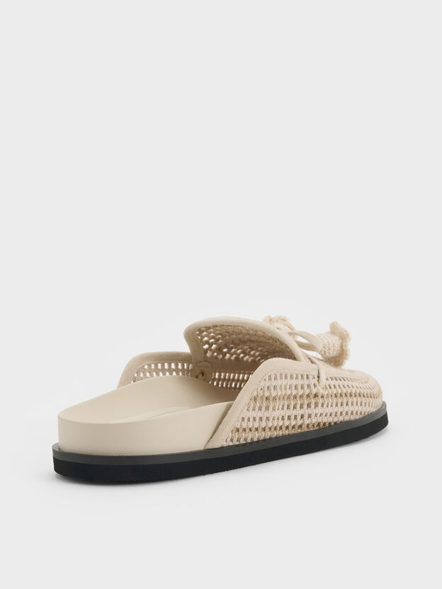 Crochet & Suede Flower Mules, Chalk, hi-res