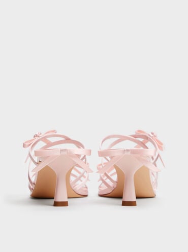 Kelis Rose-Bow Strappy Heeled Mules, Light Pink, hi-res
