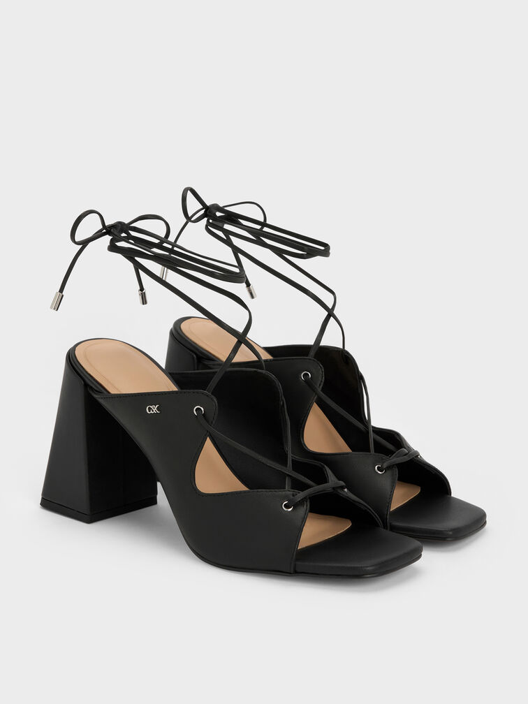 Jianna Leather Heeled Sandals, Black, hi-res
