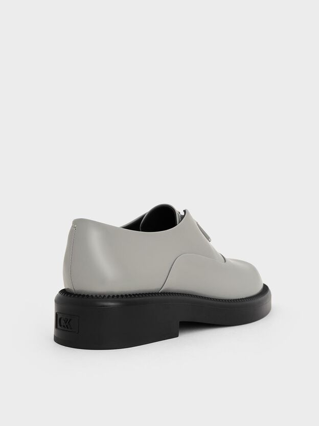 Nina Leather Zip-Up Loafers, Grey, hi-res