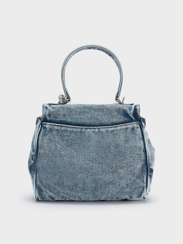 Arita Denim Jeans Top Handle Bag, Denim Blue, hi-res