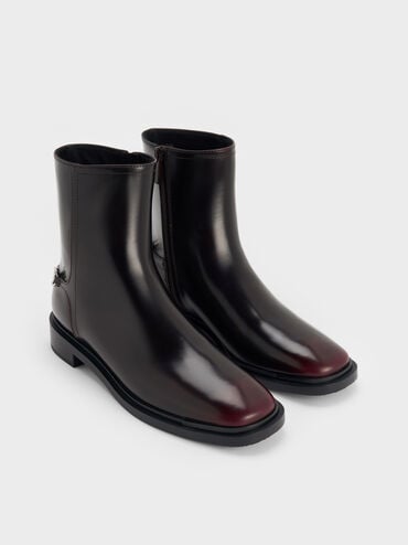 Erinna Metallic-Accent Side-Zip Ankle Boots, Burgundy, hi-res