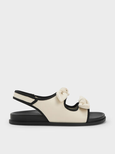 Knot-Bow Double-Strap Slingback Sandals, Chalk, hi-res