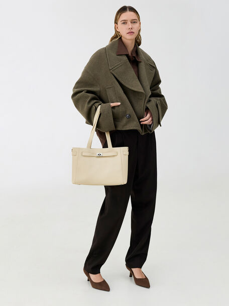 Dinora Belted Tote Bag, Chalk, hi-res