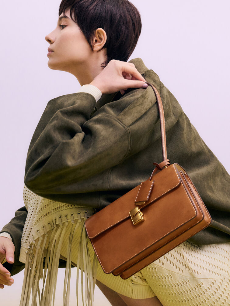 Acelynn Rope-Chain Shoulder Bag, Distressed Tan, hi-res