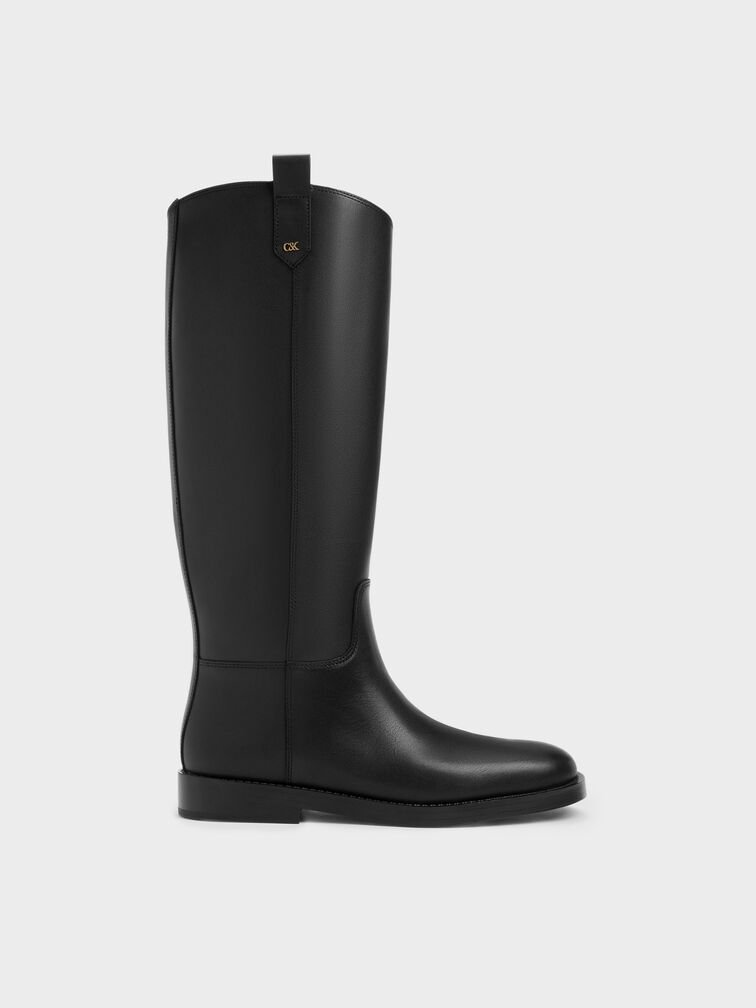 Kallie Leather Knee-High Boots, Black, hi-res