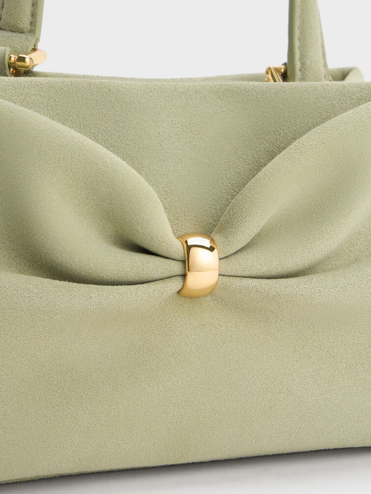 Halsey Ruched Top Handle Bag, Pale Sage, hi-res