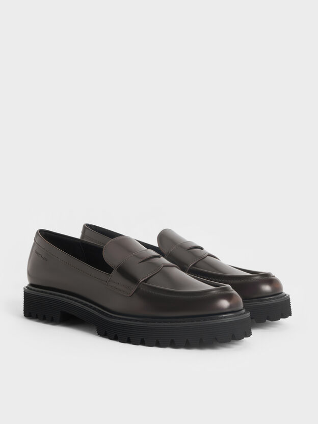 Kaiya Penny Loafers, Dark Brown, hi-res