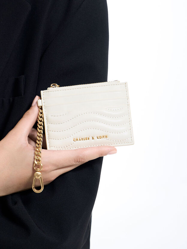 Aubrielle Wavy-Stitch Card Holder, Cream, hi-res