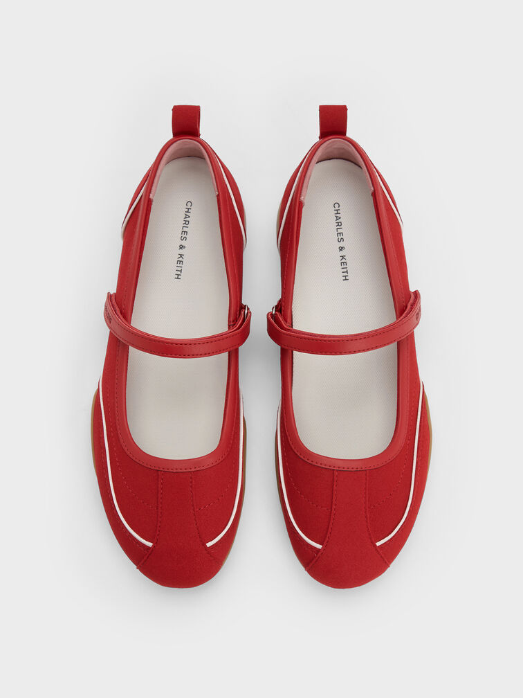 Louise Contrast-Trim Mary Jane Sneakers, Red, hi-res