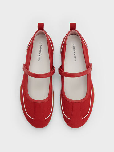 Louise Contrast-Trim Mary Jane Sneakers, Red, hi-res