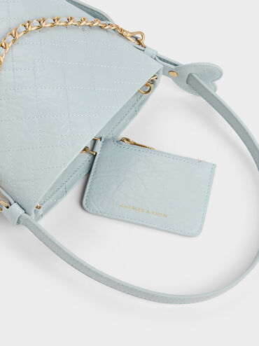Duo Quilted Chain Bucket Bag, Sea Salt Blue, hi-res