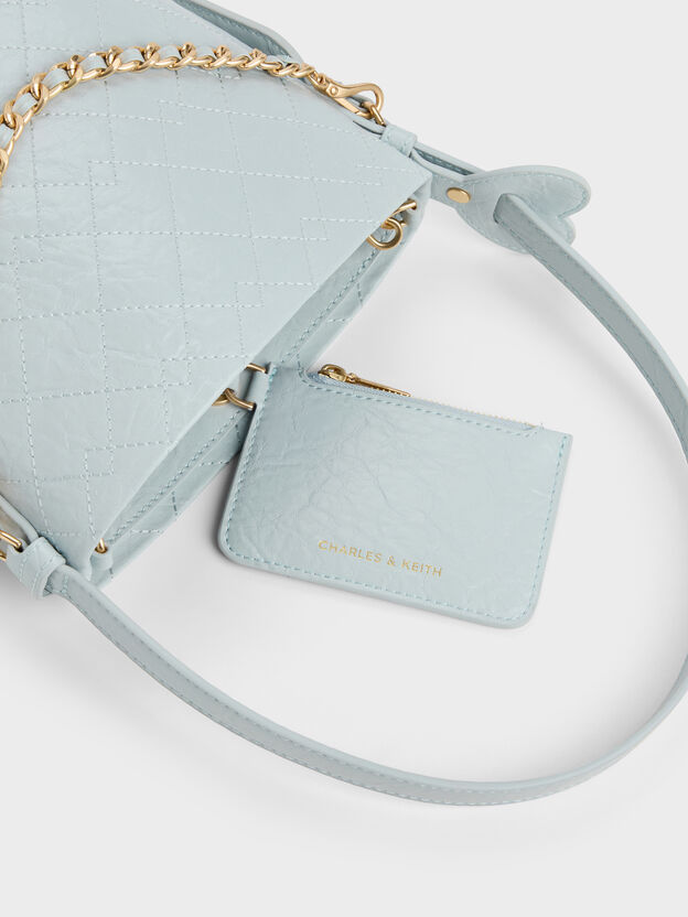 Duo Quilted Chain Bucket Bag, Sea Salt Blue, hi-res