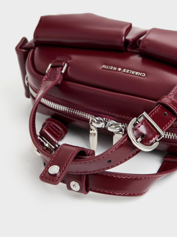 Rachel Multi-Pocket Bowling Bag, Burgundy, hi-res