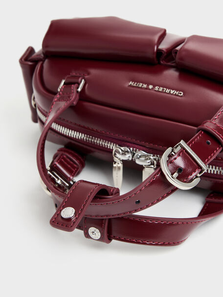 Rachel Multi-Pocket Bowling Bag, Burgundy, hi-res