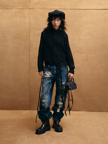 Bobbie Studded Top Handle Bag, Noir, hi-res