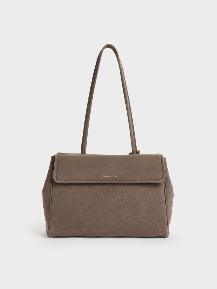 XL Apfra Quilted Tote Bag, Stone Grey, hi-res