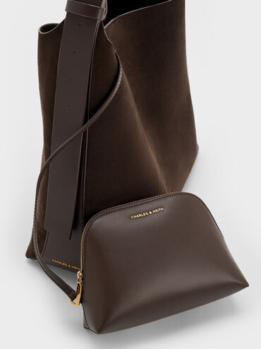 Edna Recycled Suede Tote Bag, Espresso Brown, hi-res