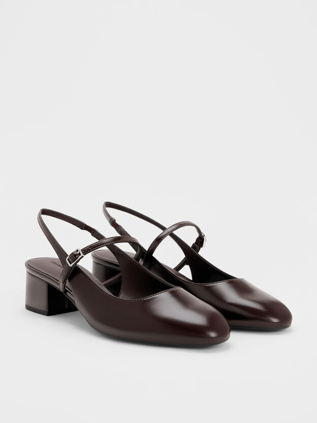 Slingback Mary Jane Pumps, Burgundy, hi-res