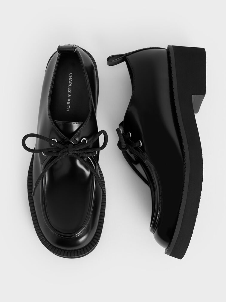 Lace-Up Chunky-Sole Derbys, Black Box, hi-res