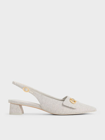 Marley Tweed Slingback Pumps, Light Grey, hi-res