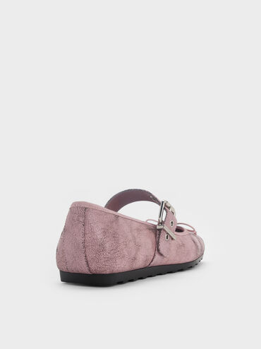Myler Crinkle-Effect Bow Square-Toe Buckled Mary Janes, Pink, hi-res