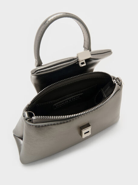 Micro Lilibet Metallic Top Handle Bag, Pewter, hi-res