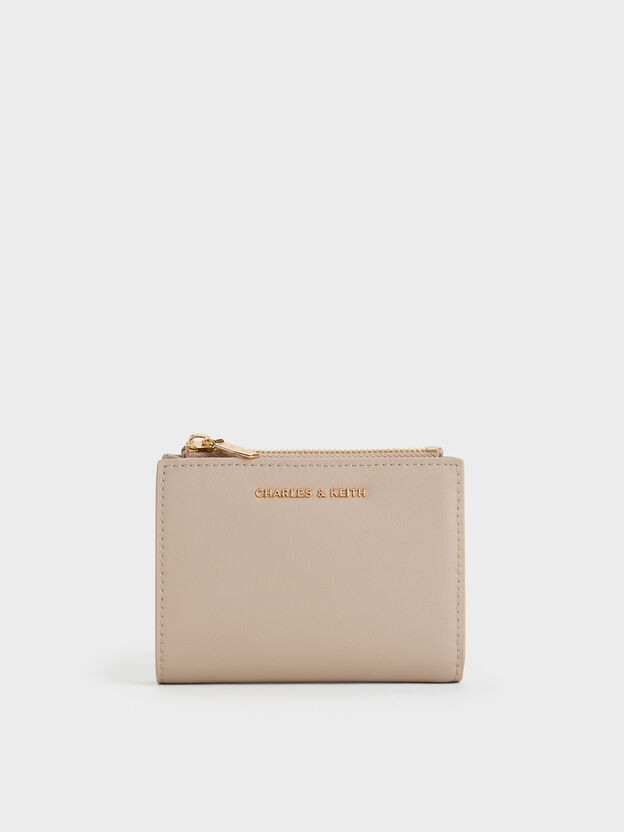 Harmonee Top-Zip Small Wallet, Taupe, hi-res