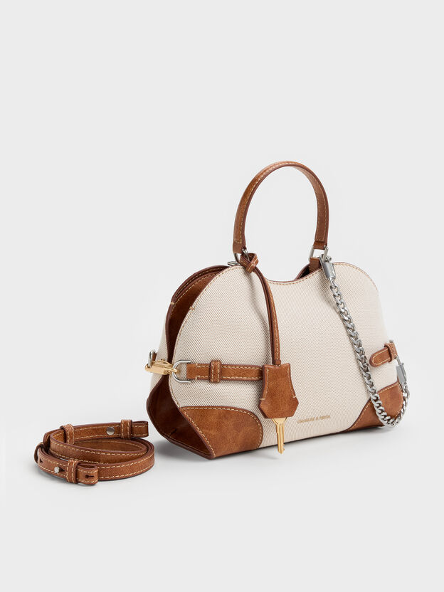 Delfina Canvas Chain Side-Belt Tote Bag, Multi, hi-res