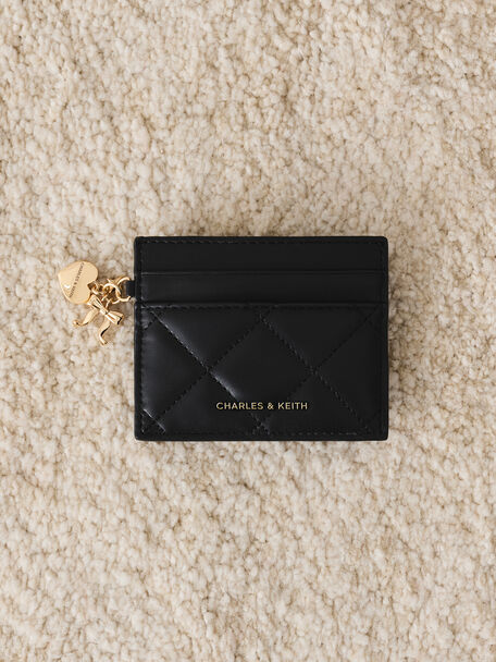 Arrietty Quilted Card Holder, Black, hi-res