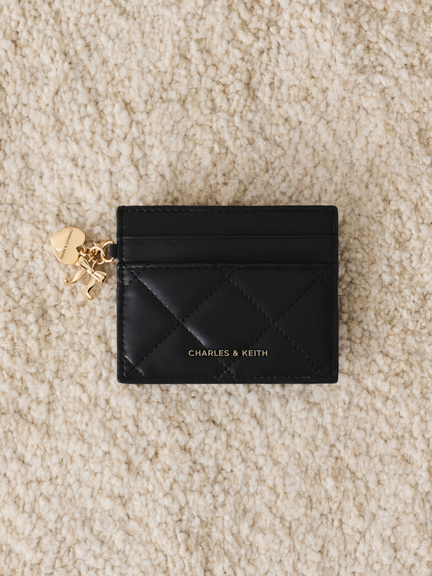 Arrietty Quilted Card Holder, Black, hi-res