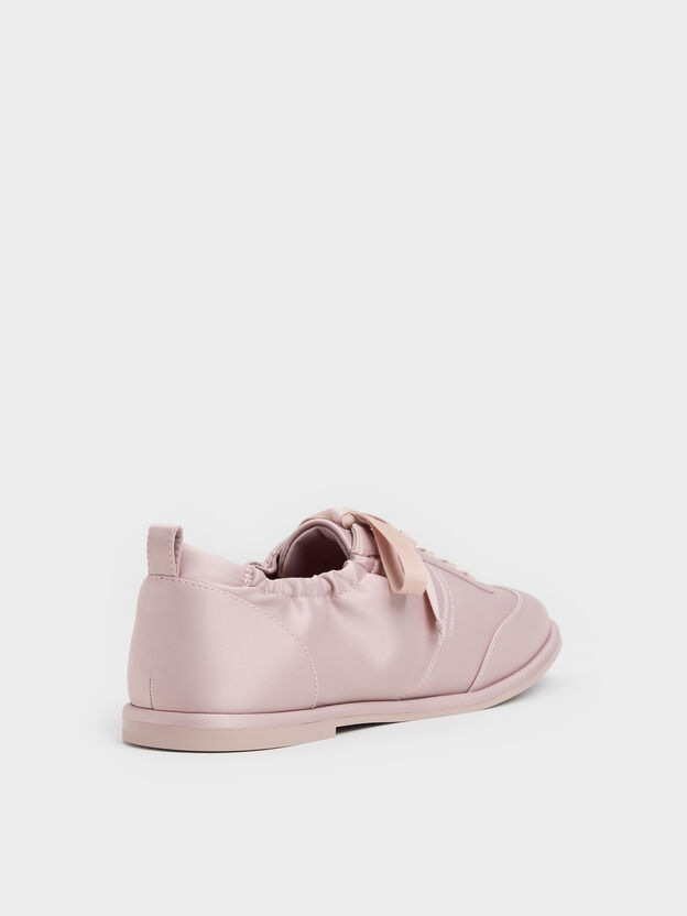 Satin Ruched Sneakers, Pink, hi-res