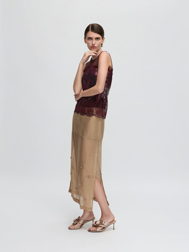 Pleated-Bow Heeled Mules, Nude, hi-res