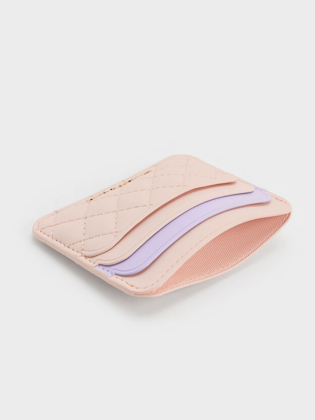 Cleo Two-Tone Quilted Card Holder, Soft Pink, hi-res