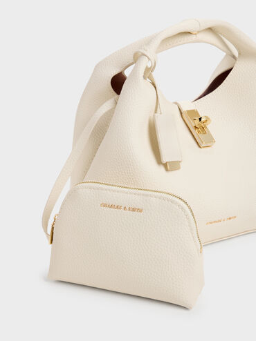 Chance Turn-Lock Bucket Bag, Cream, hi-res