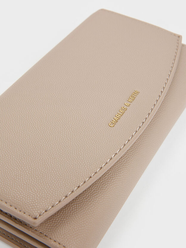 Briony Curved-Flap Long Wallet, Taupe, hi-res