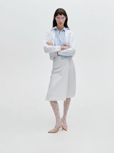 Lace & Satin Slingback Pumps, Nude, hi-res