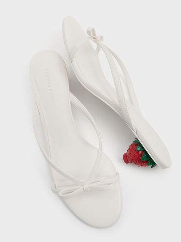 Sonali Bow Strawberry-Heel Mules, White, hi-res