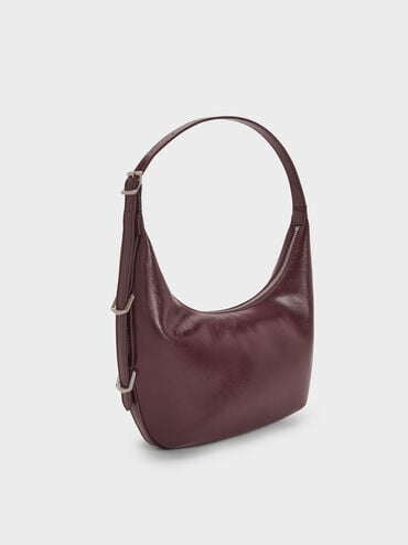 Bryna Curved Hobo Bag, Wineberry Red, hi-res