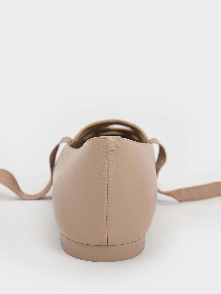 Pointed-Toe Tie-Around Ballet Flats, Nude, hi-res