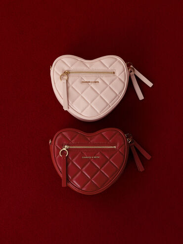 Paffuto Quilted Heart Crossbody Bag, Tomato Red, hi-res